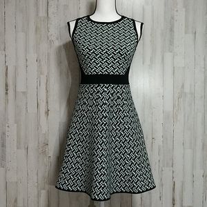 WHBM Black & Green Geo Pattern Knit Dress